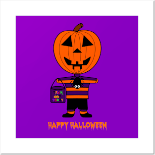 Happy Halloween! Pumpkin Head Boy Posters and Art